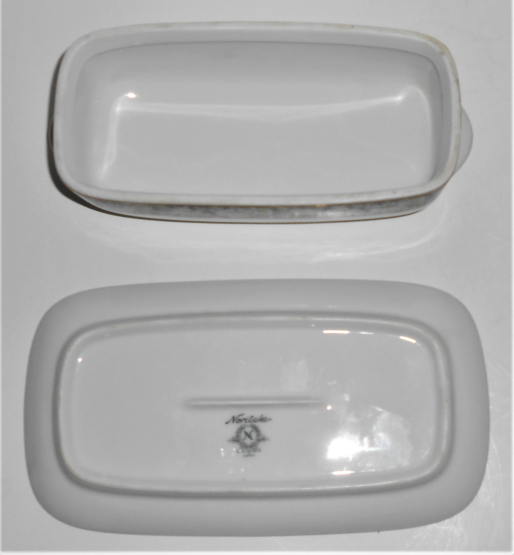Noritake China Porcelain Rima Covered Butter Dish