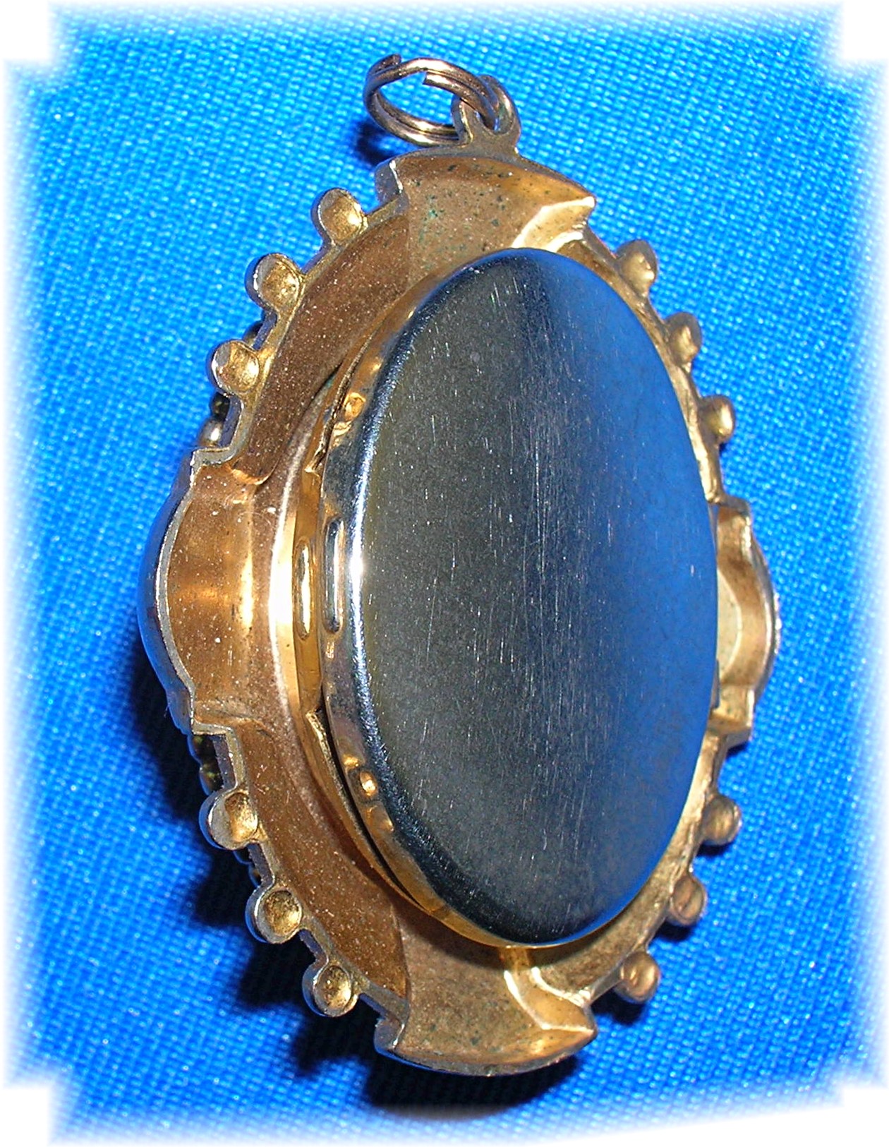Antique Salmon Coral Glass  Ornate  Cameo Locket