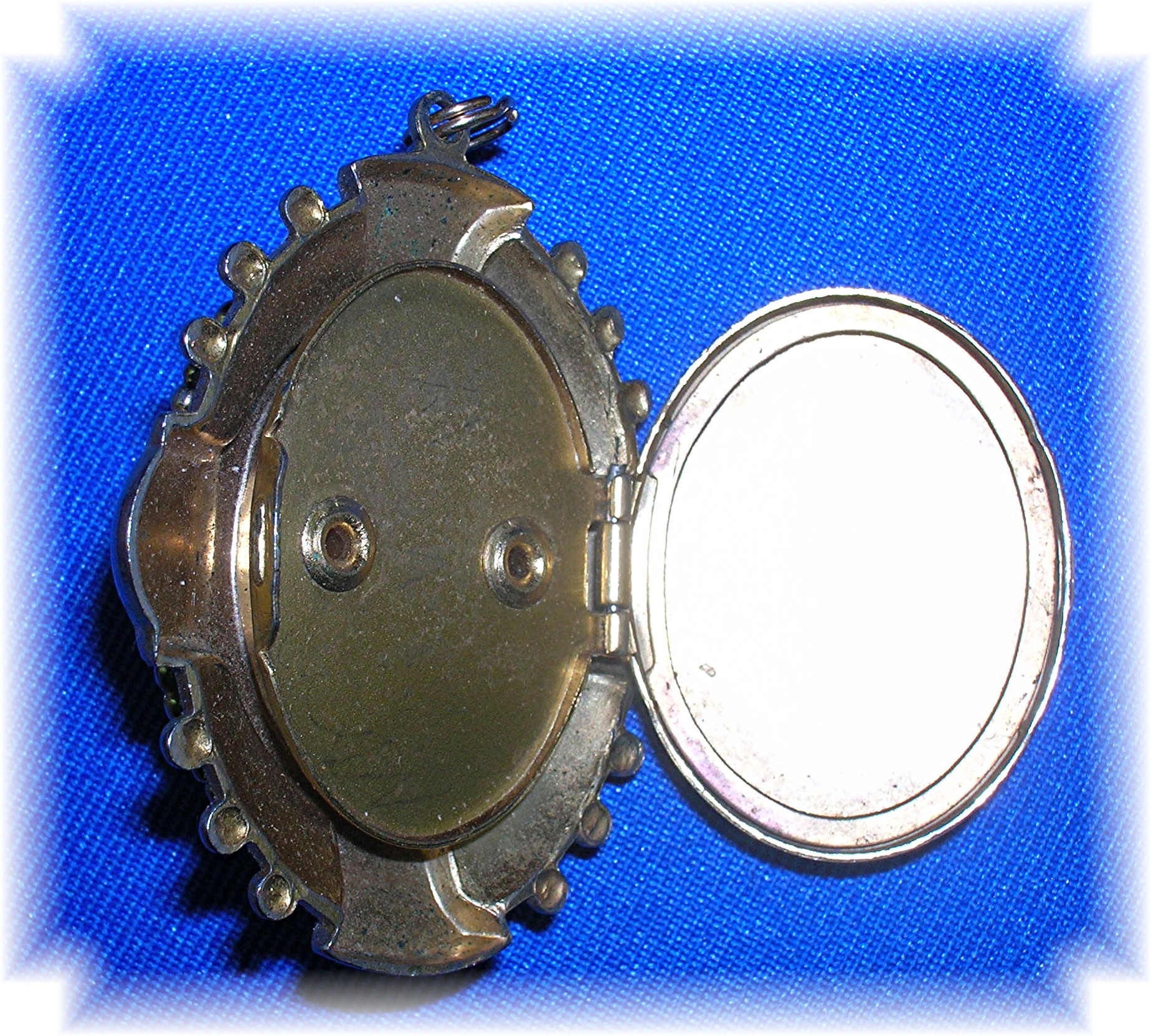 Antique Salmon Coral Glass  Ornate  Cameo Locket