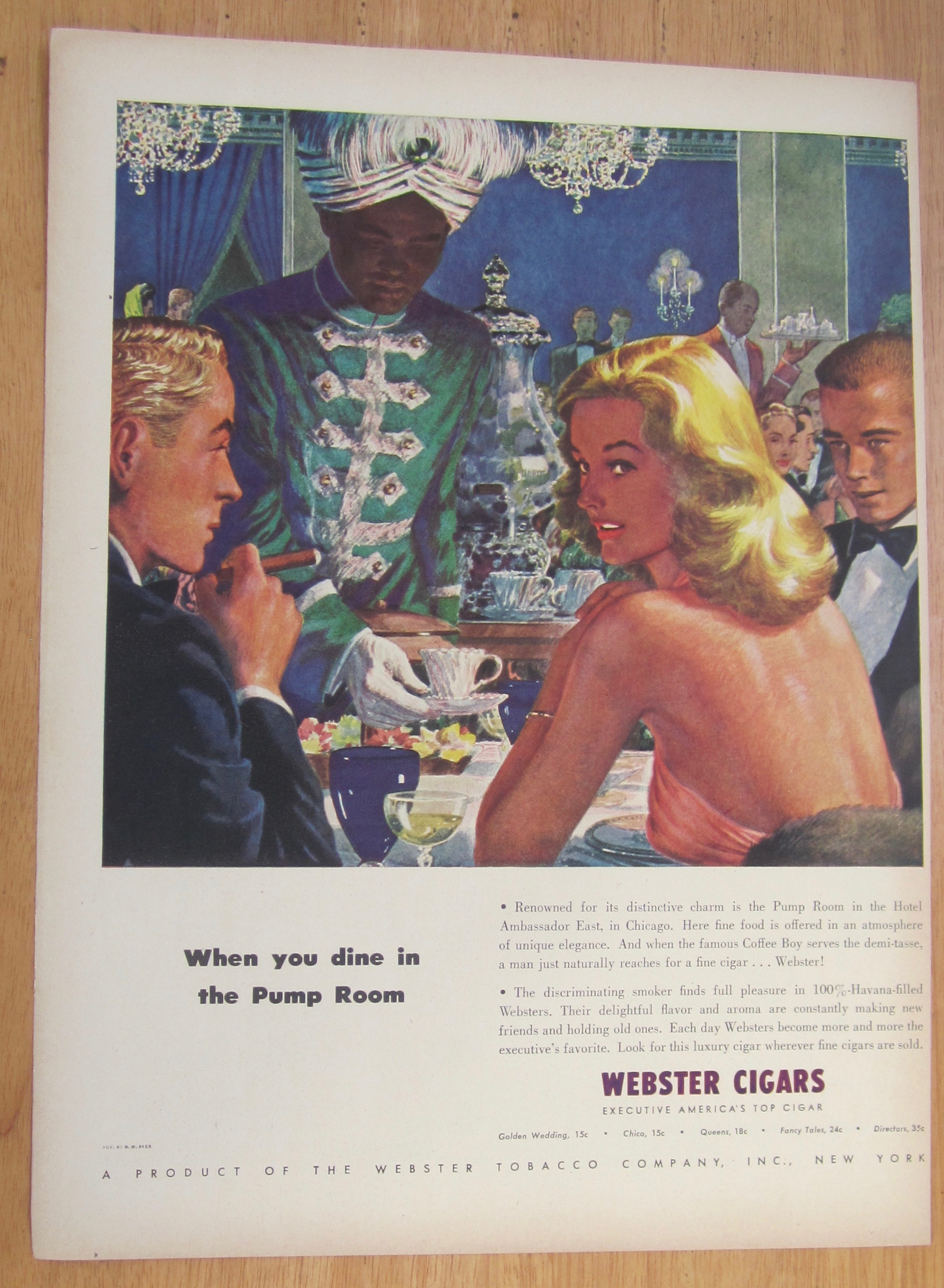 1946 Webster Cigars with The Pump Room