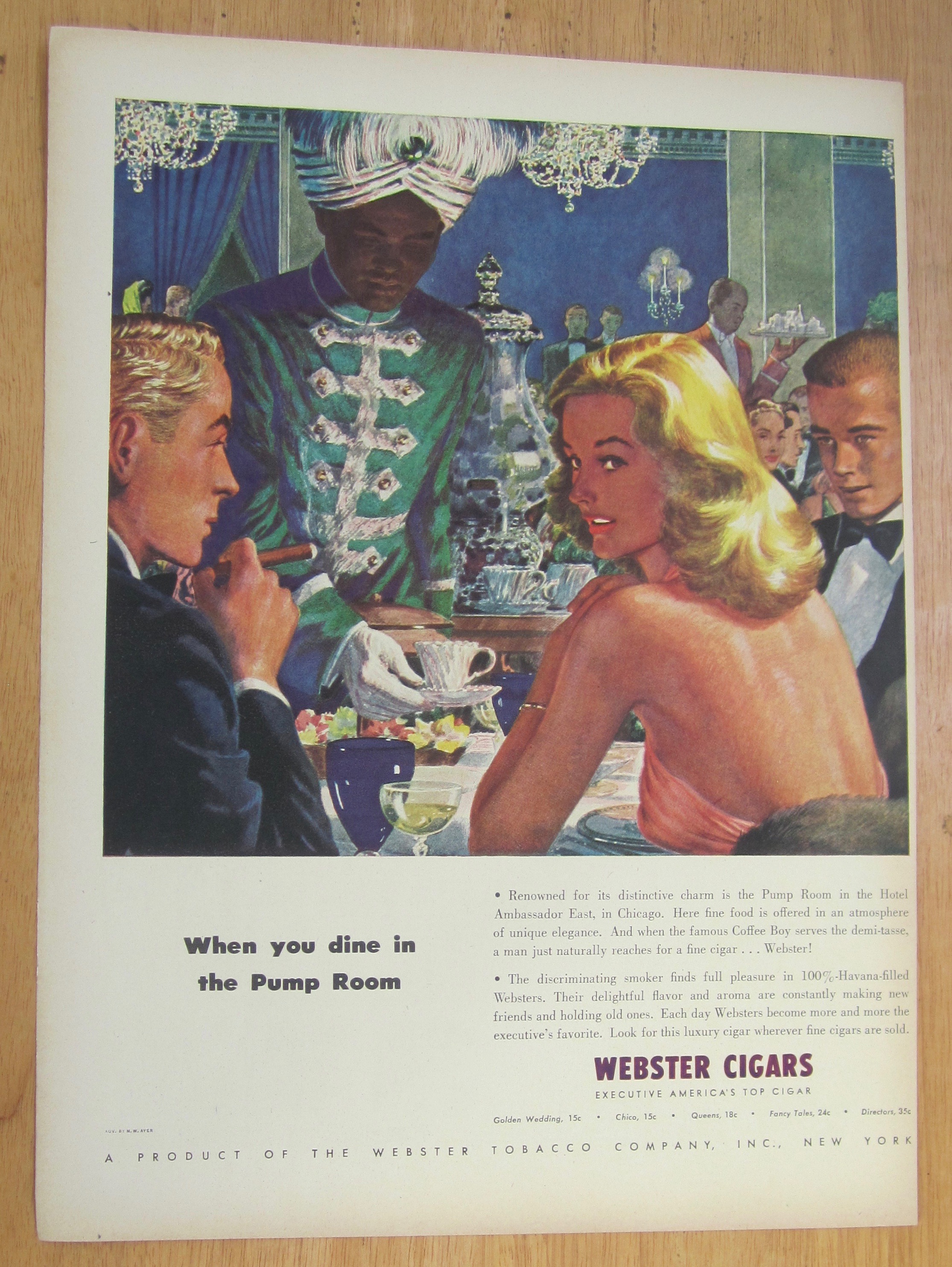 1946 Webster Cigars with The Pump Room