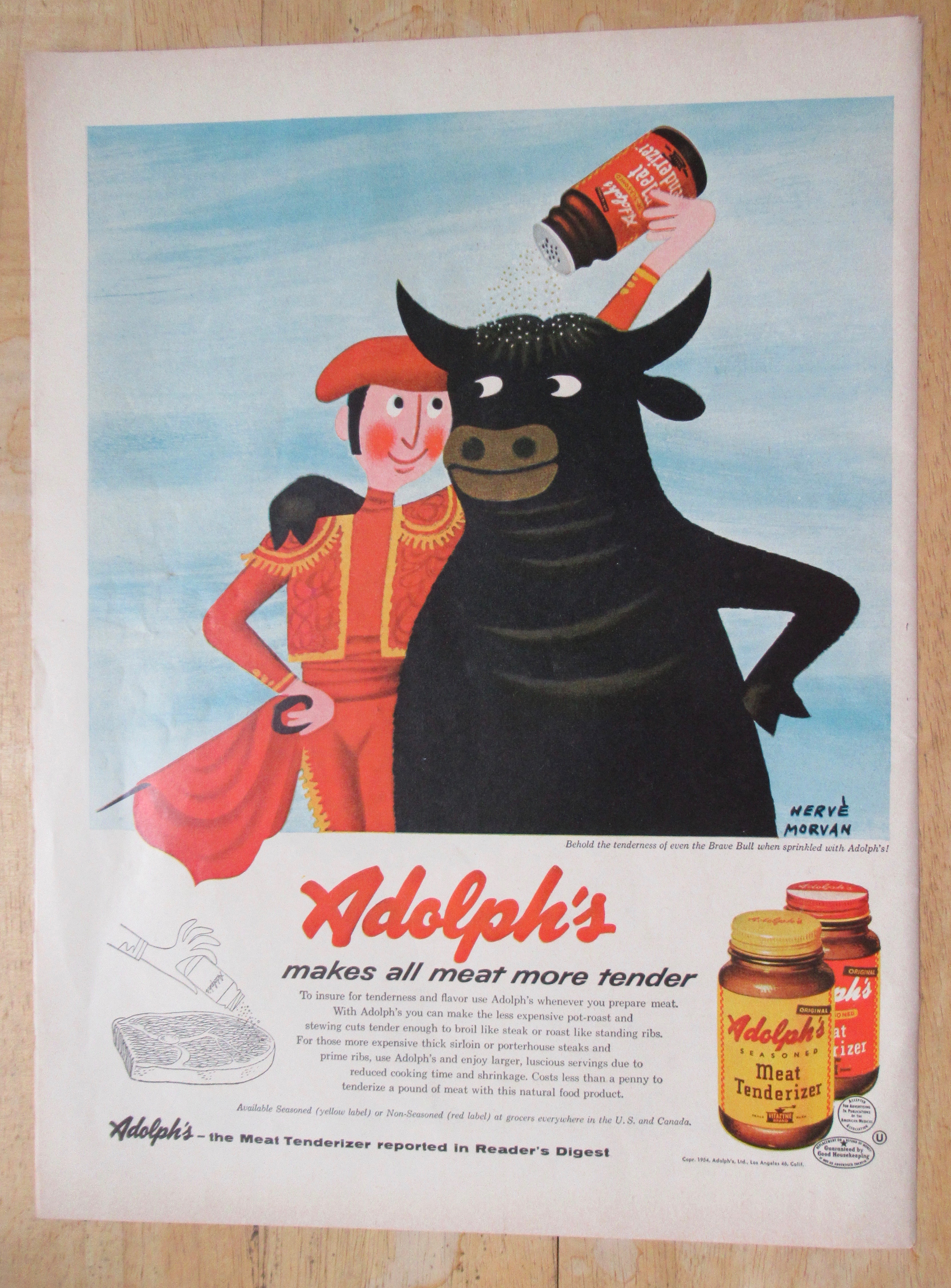 1954 Adolph's Meat Tenderizer with Matador & His Bull