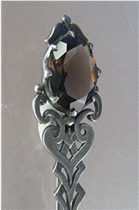 Sterling Silver Smoky topaz Scottish Dirk Brooch