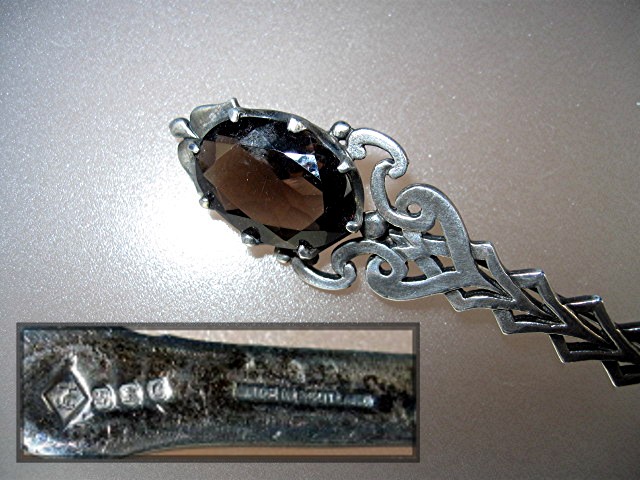 Sterling Silver Smoky topaz Scottish Dirk Brooch
