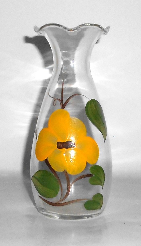 VINTAGE Bartlett Collins Glass Vase Hand Painted Floral Brown Eyed Susan