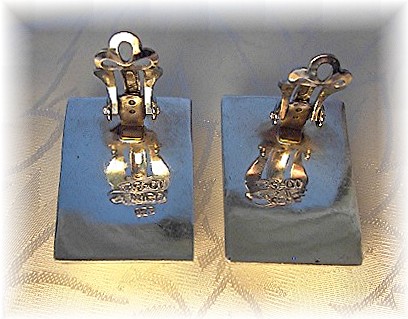 Taxco Mexico Sterling Silver Oblong Clip Earrings