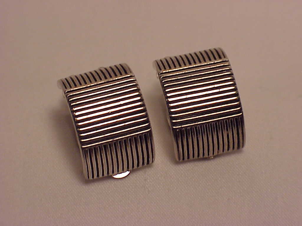 Silver Tone Clip Earrings Signed Ralph Lauren