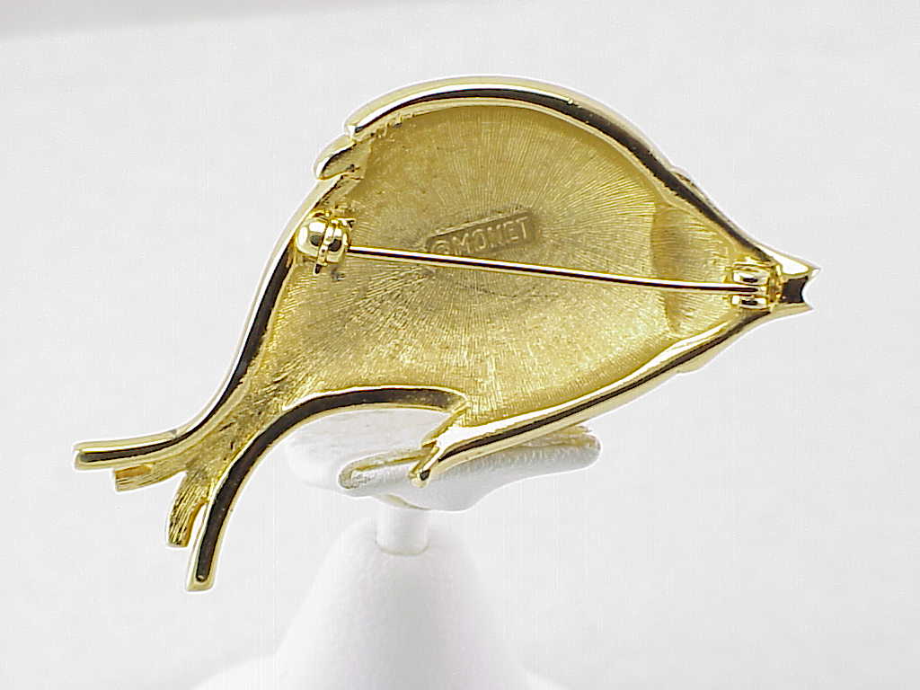 Monet Ivory Or Cream Enamel Fish Brooch