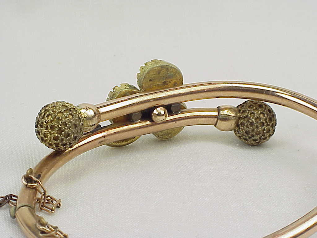 Antique Victorian Estruscan Revival Rose Gold Filled Bangle Bracelet