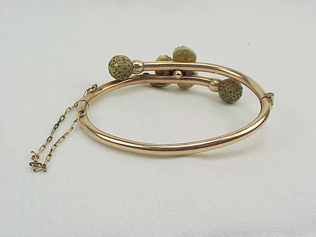 Antique Victorian Estruscan Revival Rose Gold Filled Bangle Bracelet