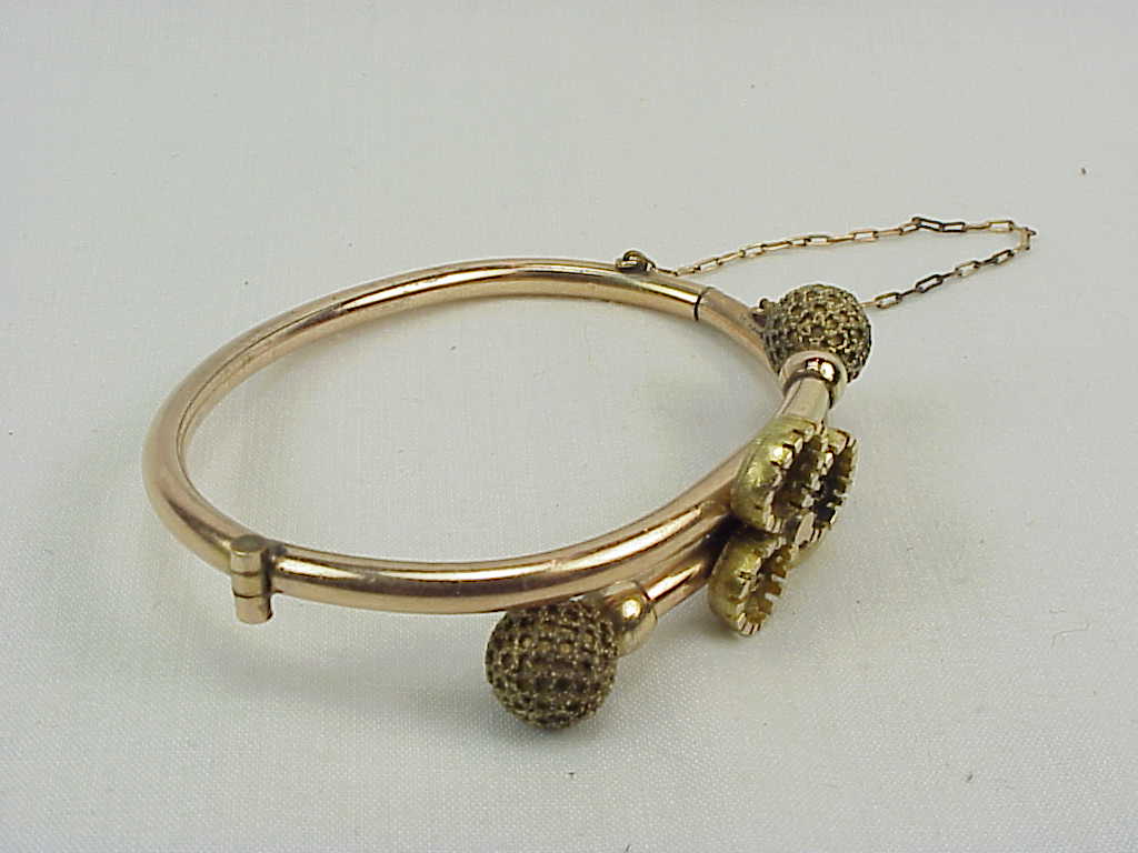 Antique Victorian Estruscan Revival Rose Gold Filled Bangle Bracelet