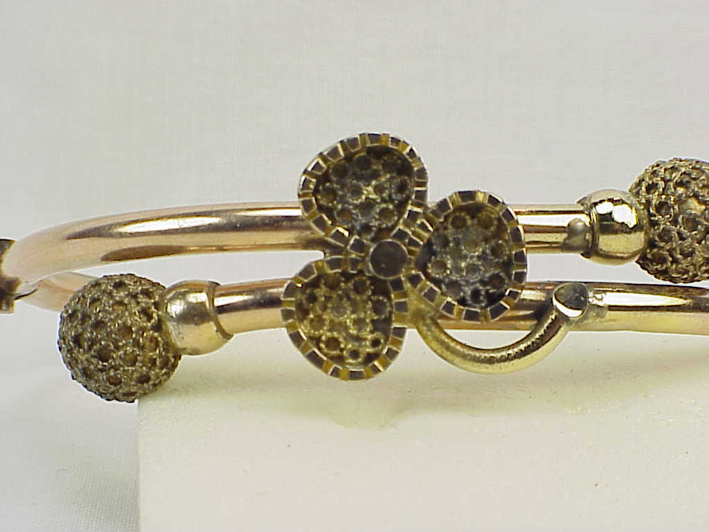 Antique Victorian Estruscan Revival Rose Gold Filled Bangle Bracelet