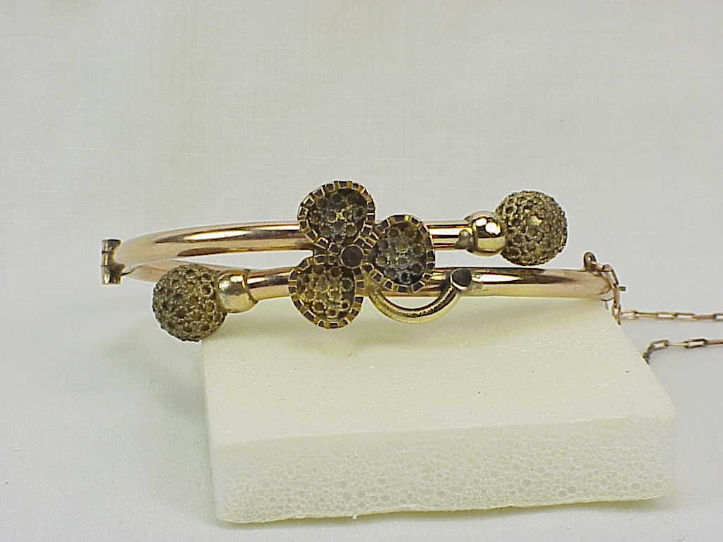 Antique Victorian Estruscan Revival Rose Gold Filled Bangle Bracelet