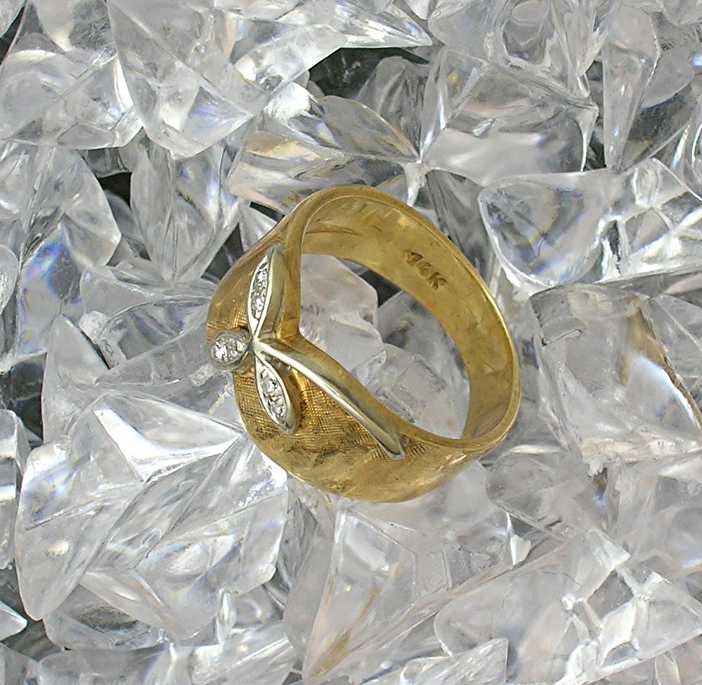 Diamond And 14K Gold Wedding Ring Signed Jason