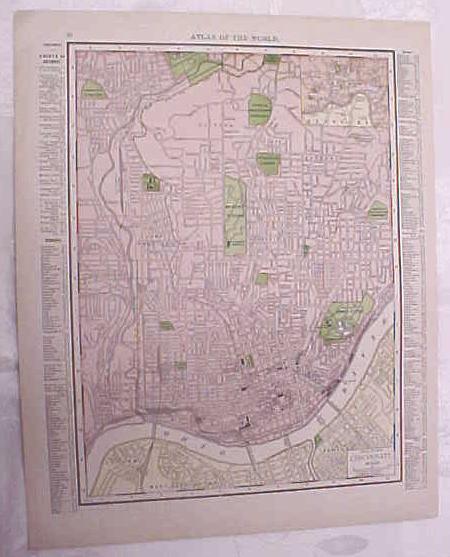 Antique Map Ohio Cincinnati Streets 1917 Rand McNally