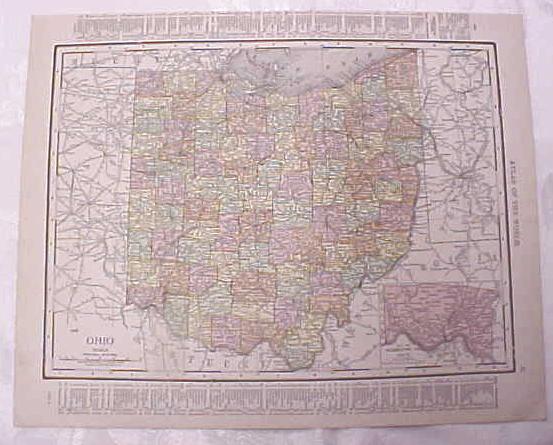 Antique Map Ohio Cincinnati Streets 1917 Rand McNally
