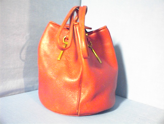 Bag Red Leather Drawstring by Mari Jane for Justin.