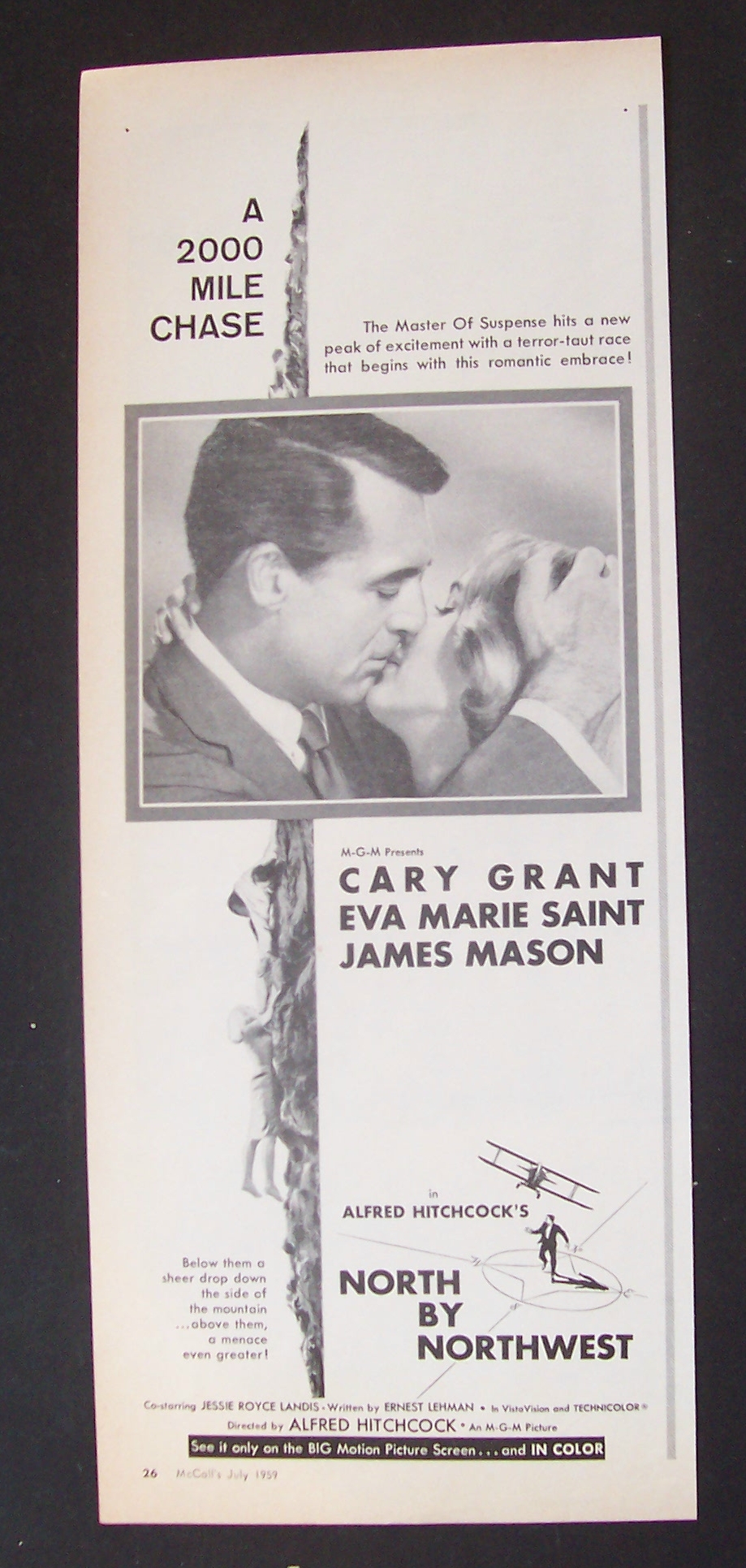 1959 Movie Ad for North By Northwest