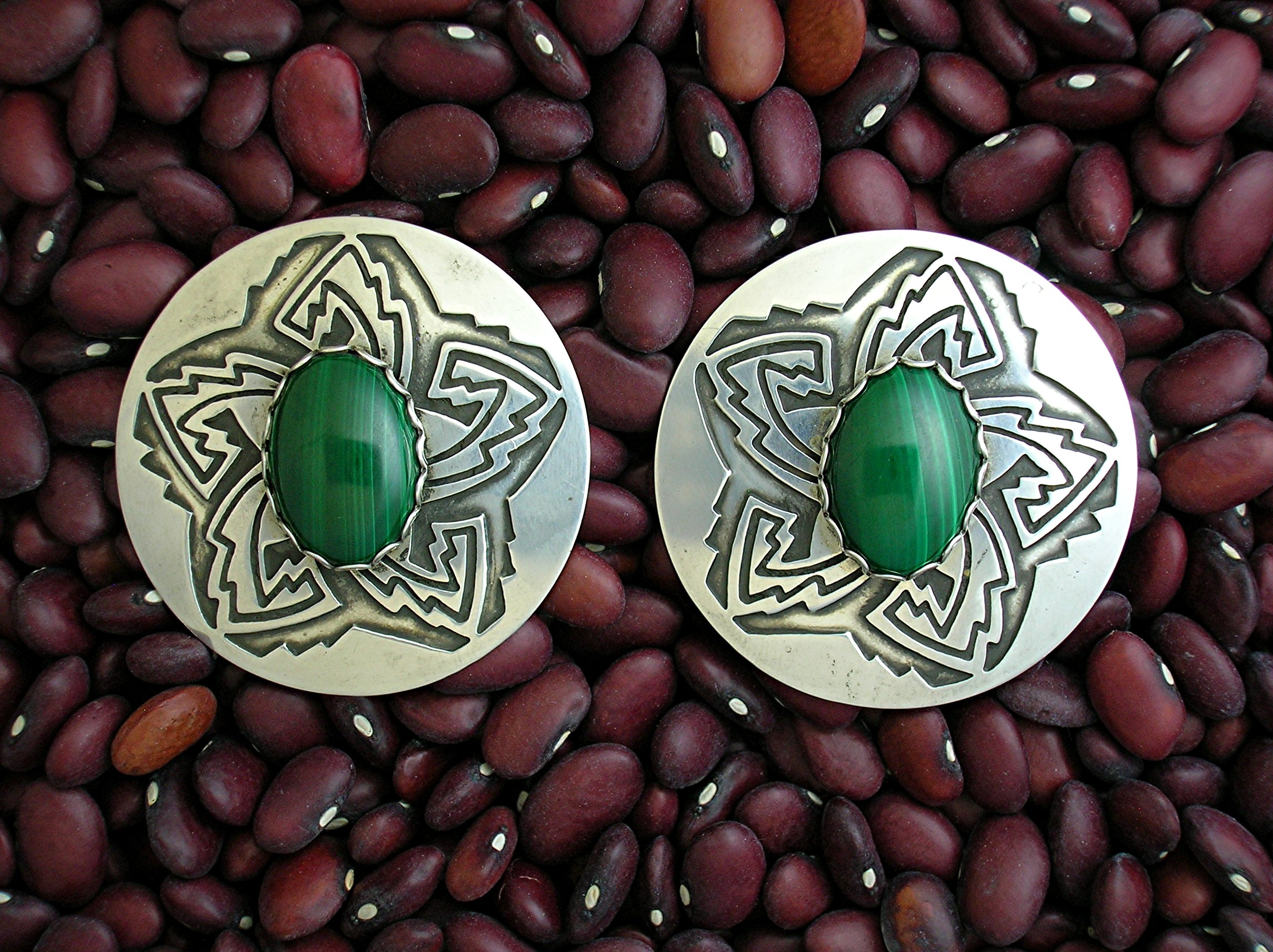 Deborah West Sterling Malachite Earrings