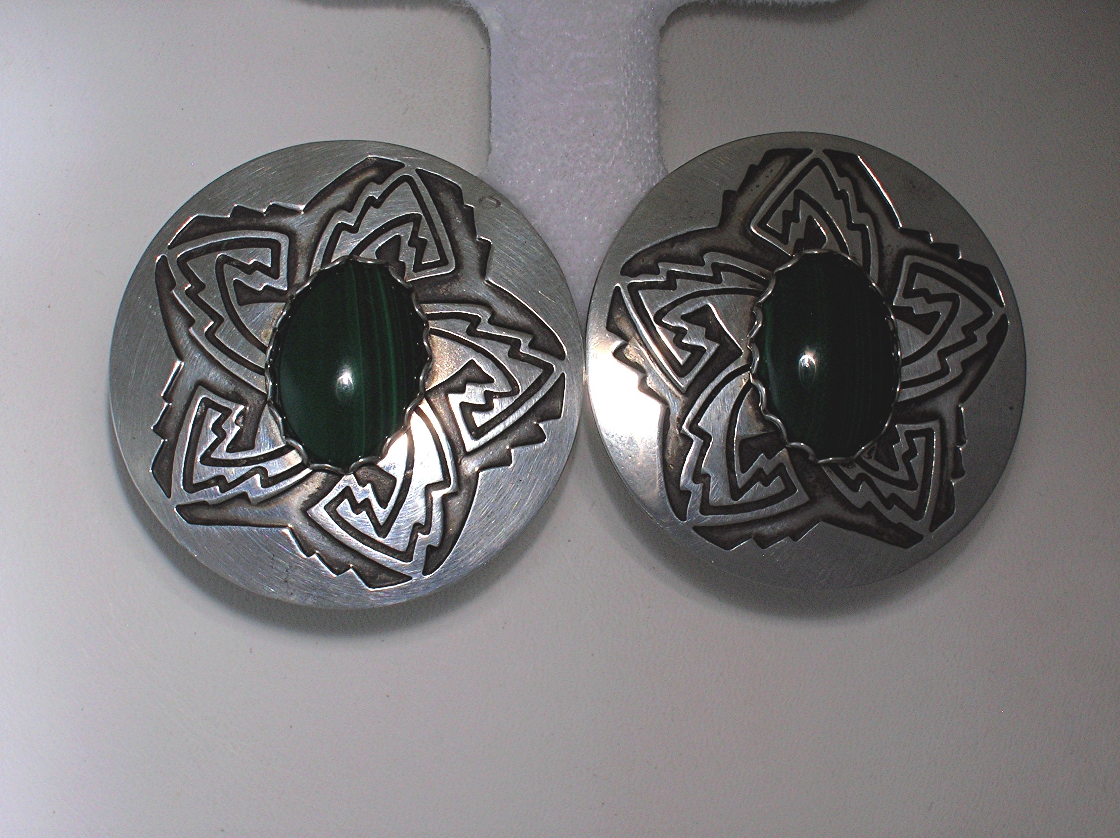 Deborah West Sterling Malachite Earrings