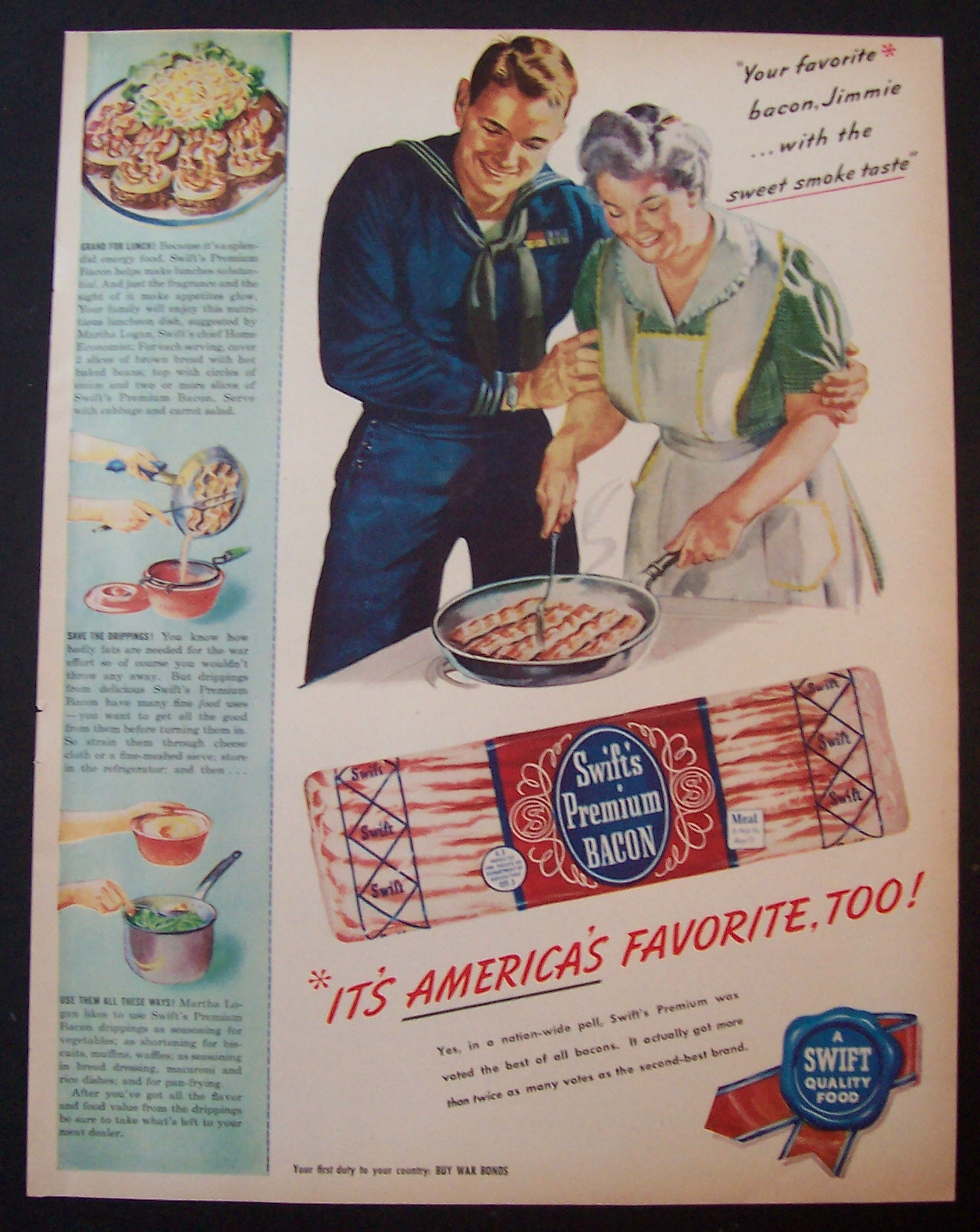1945  Swift's  Premium  Bacon