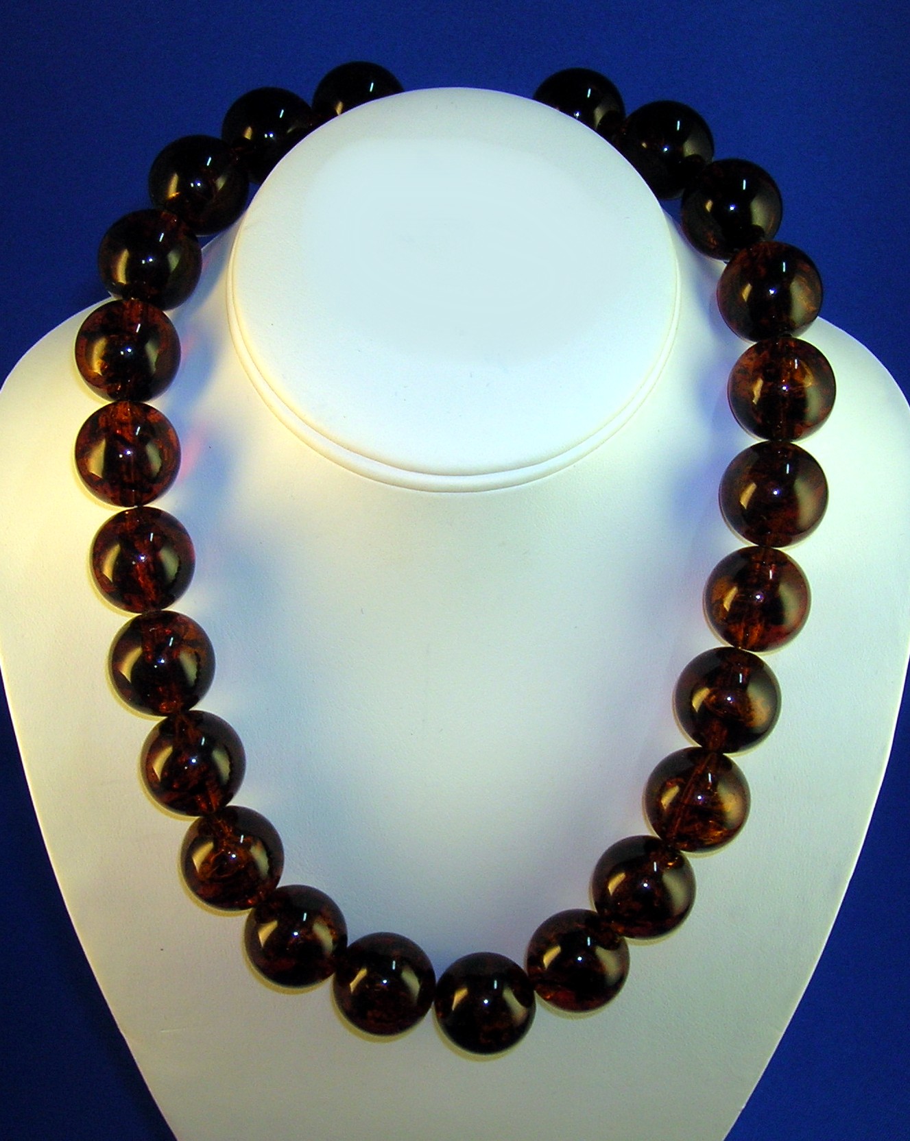 Lucite Amber Color Bead Necklace