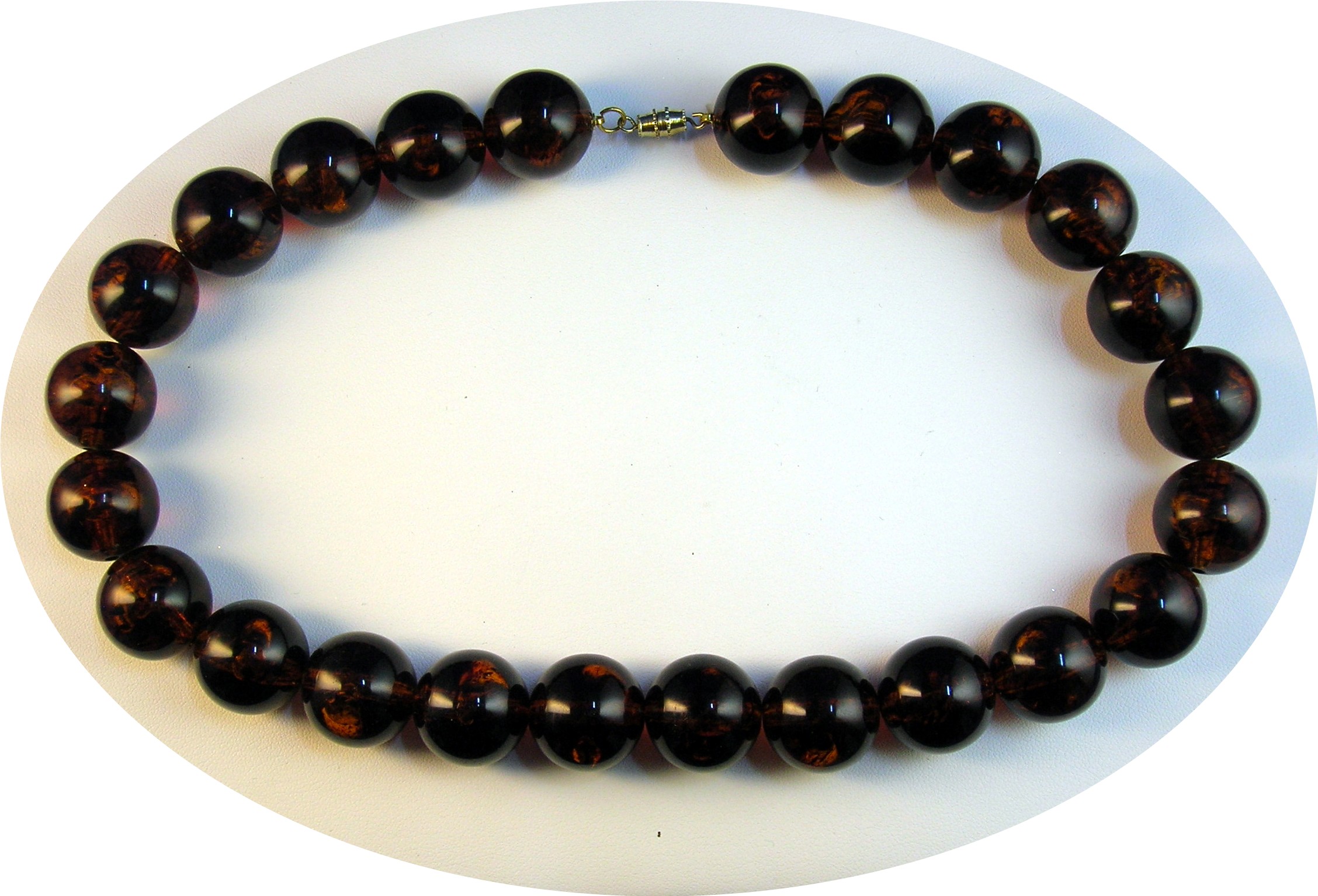 Lucite Amber Color Bead Necklace