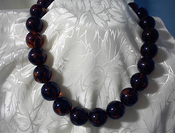 Lucite Amber Color Bead Necklace