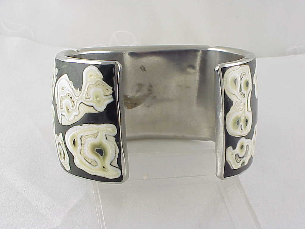 Possible Native American Inlaid Bird Design Cuff Bracelet