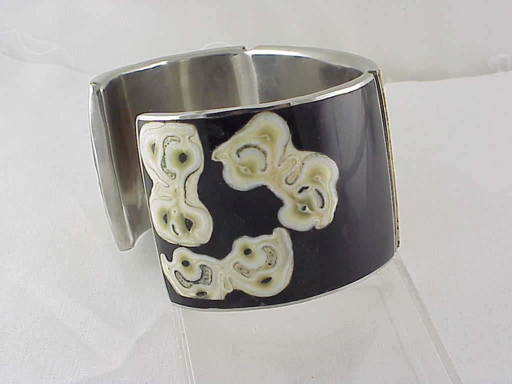Possible Native American Inlaid Bird Design Cuff Bracelet