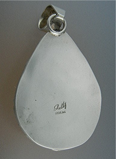 Navajo Sterling Silver Coral Spider and Web Pendant