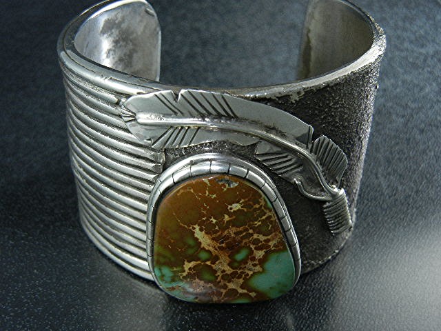 Navajo Sterling Silver Pilot Mountain Turquoise Cuff