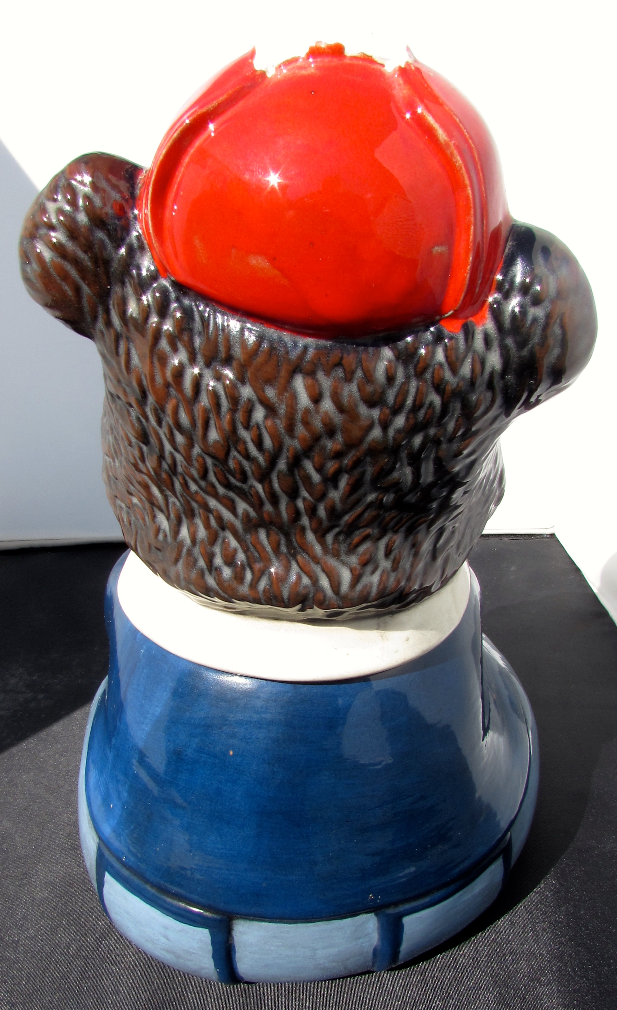 Bear with Hat Cookie Jar Hand Made Ceramic 1975