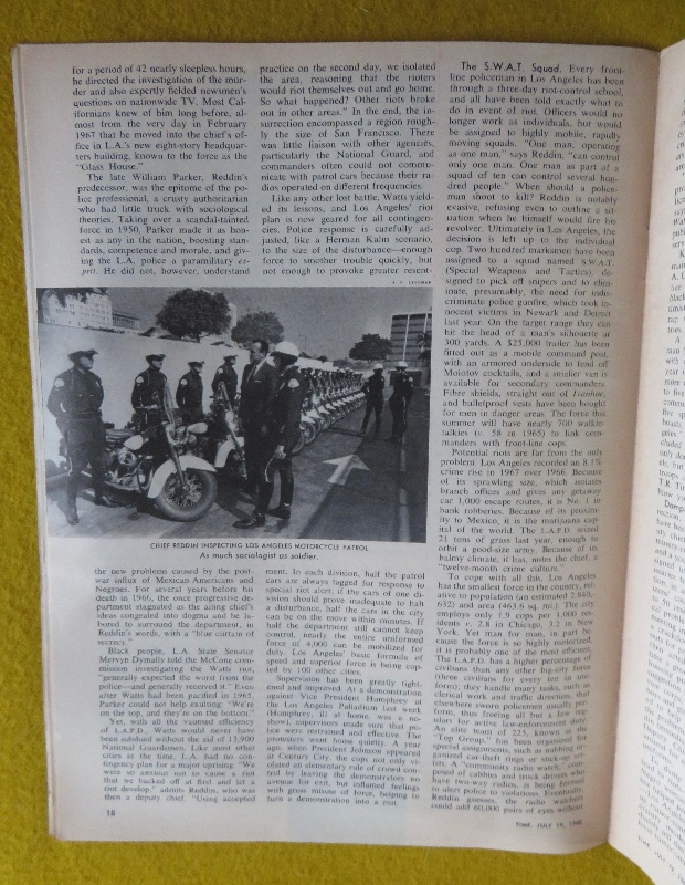 Time Magazine July 19, 1968 Los Angeles Chief Reddin