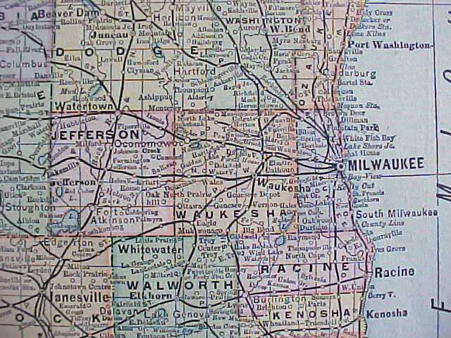 Antique Map Wisconsin 1901 Large Foldout