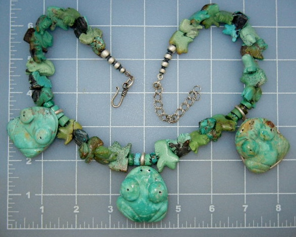 Carved Turquoise Frogs Necklace Stacey Turpen Navajo