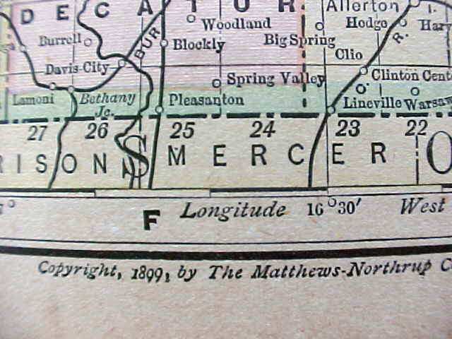Antique Map Iowa 1901 Large Foldout