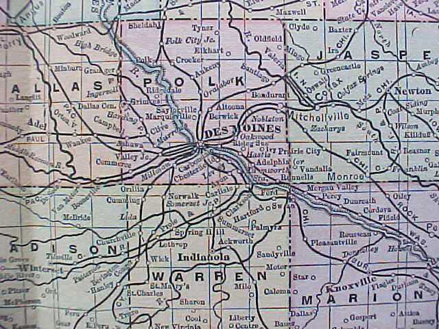 Antique Map Iowa 1901 Large Foldout