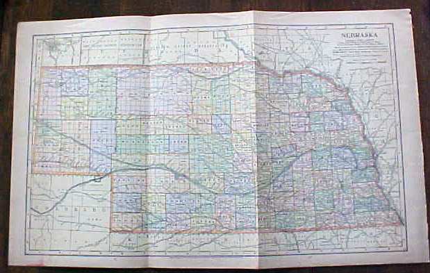 Antique Map Nebraska 1901 Large Foldout