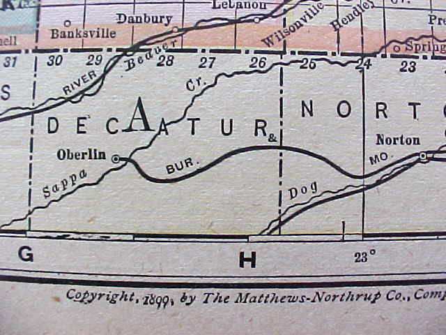 Antique Map Nebraska 1901 Large Foldout