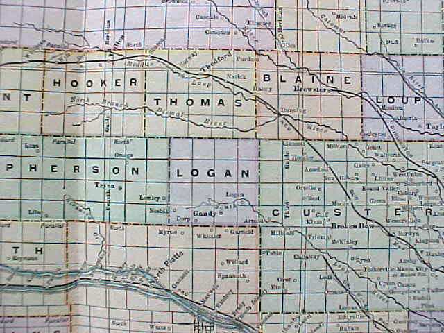 Antique Map Nebraska 1901 Large Foldout