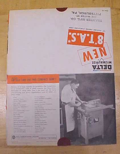 Delta Tilting Arbor Saw 1955 Ad