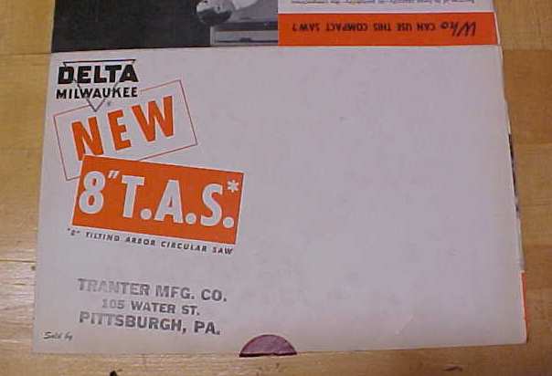 Delta Tilting Arbor Saw 1955 Ad
