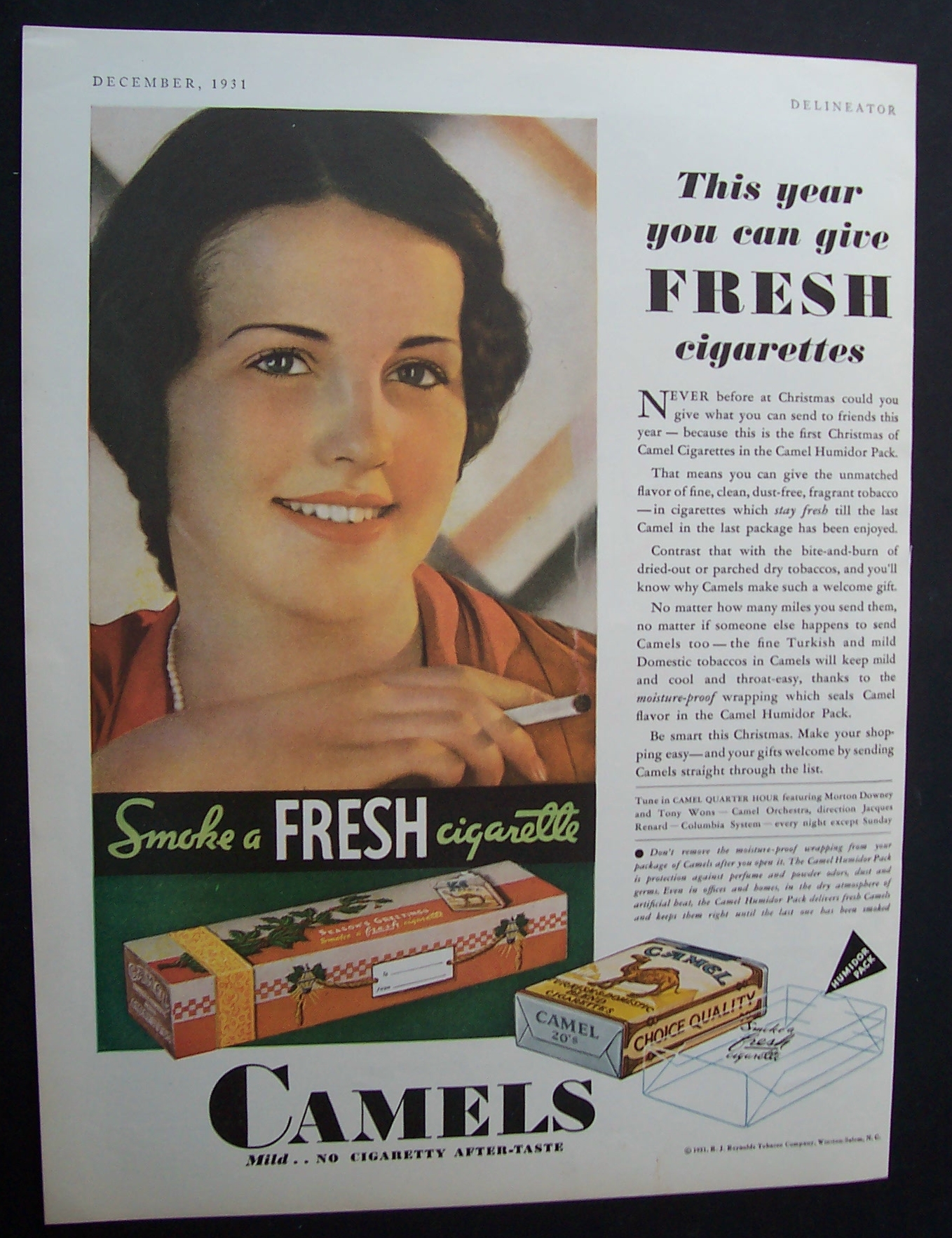 1931 Camel Cigarettes with Woman Smoking a Cigarette