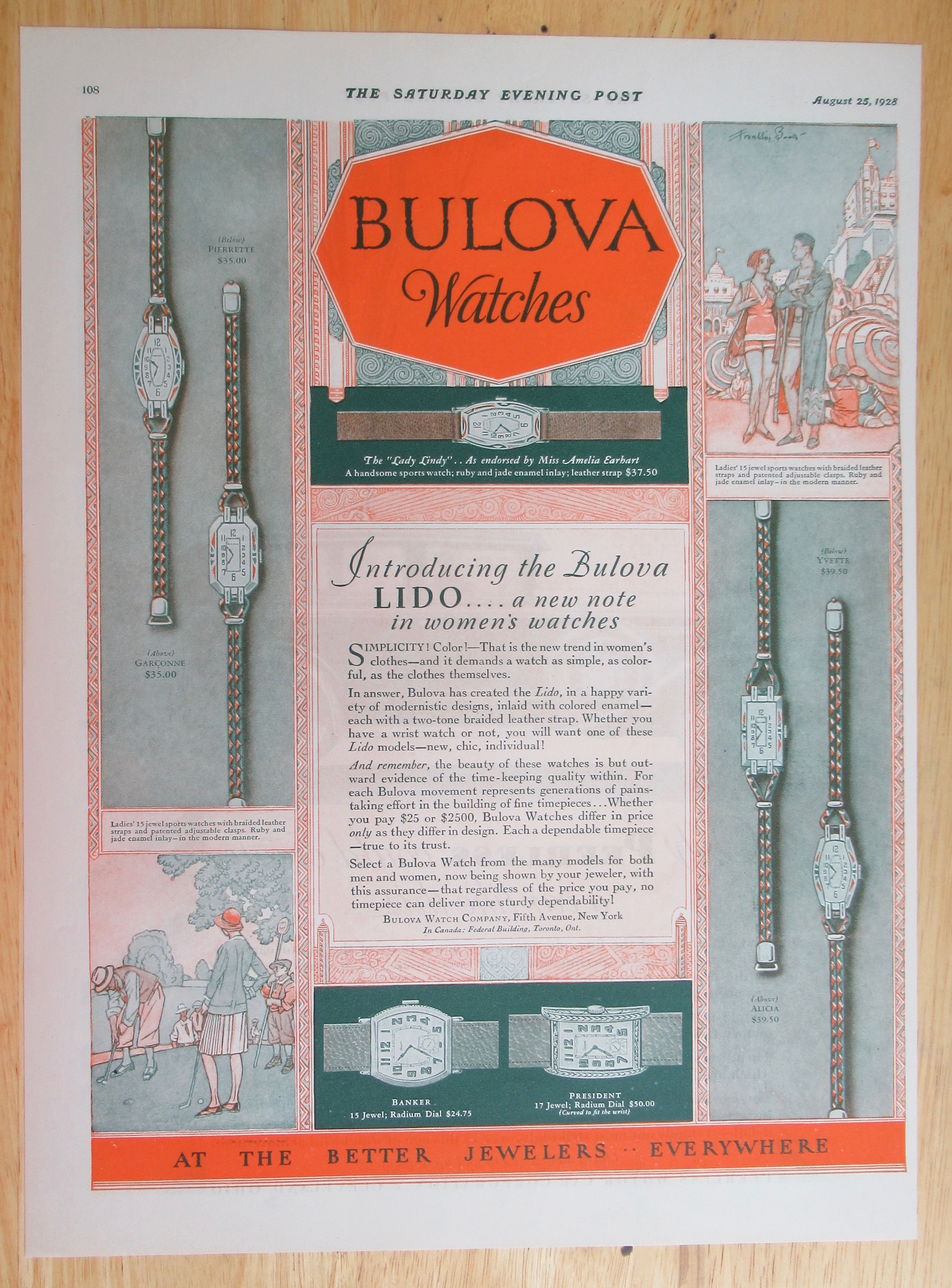 1928 Bulova Watches with Bulova Lido Watch
