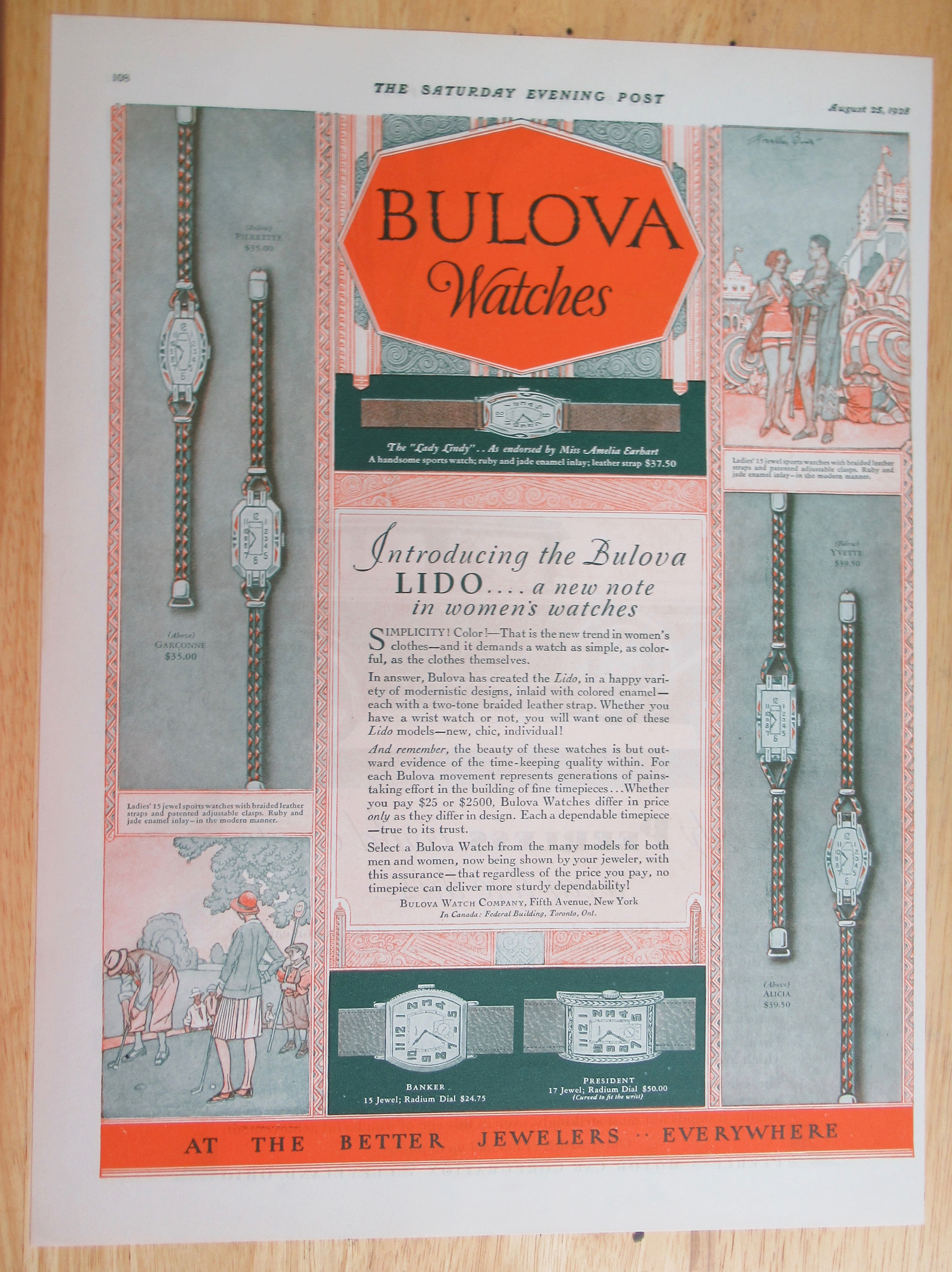 1928 Bulova Watches with Bulova Lido Watch