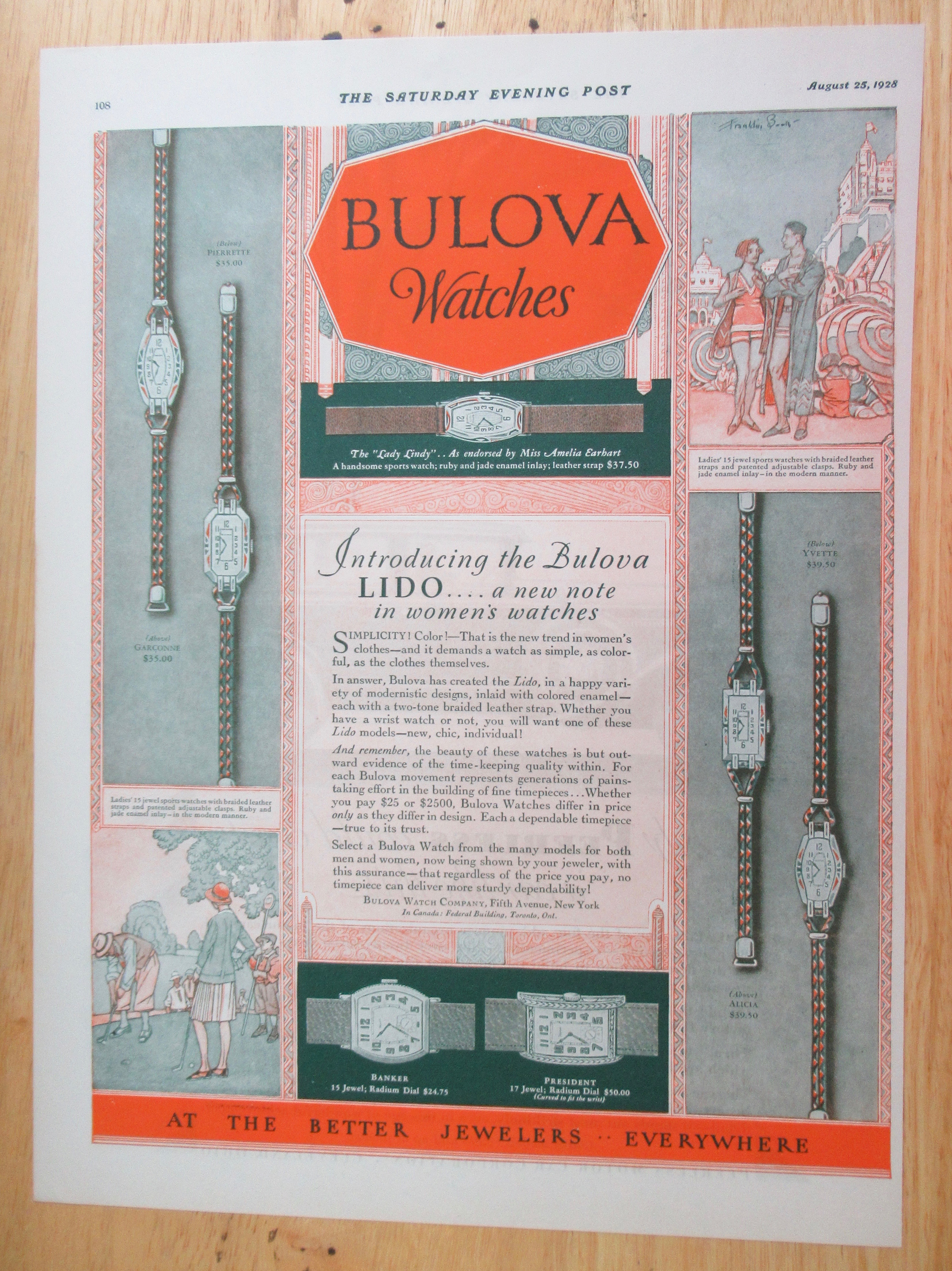 1928 Bulova Watches with Bulova Lido Watch