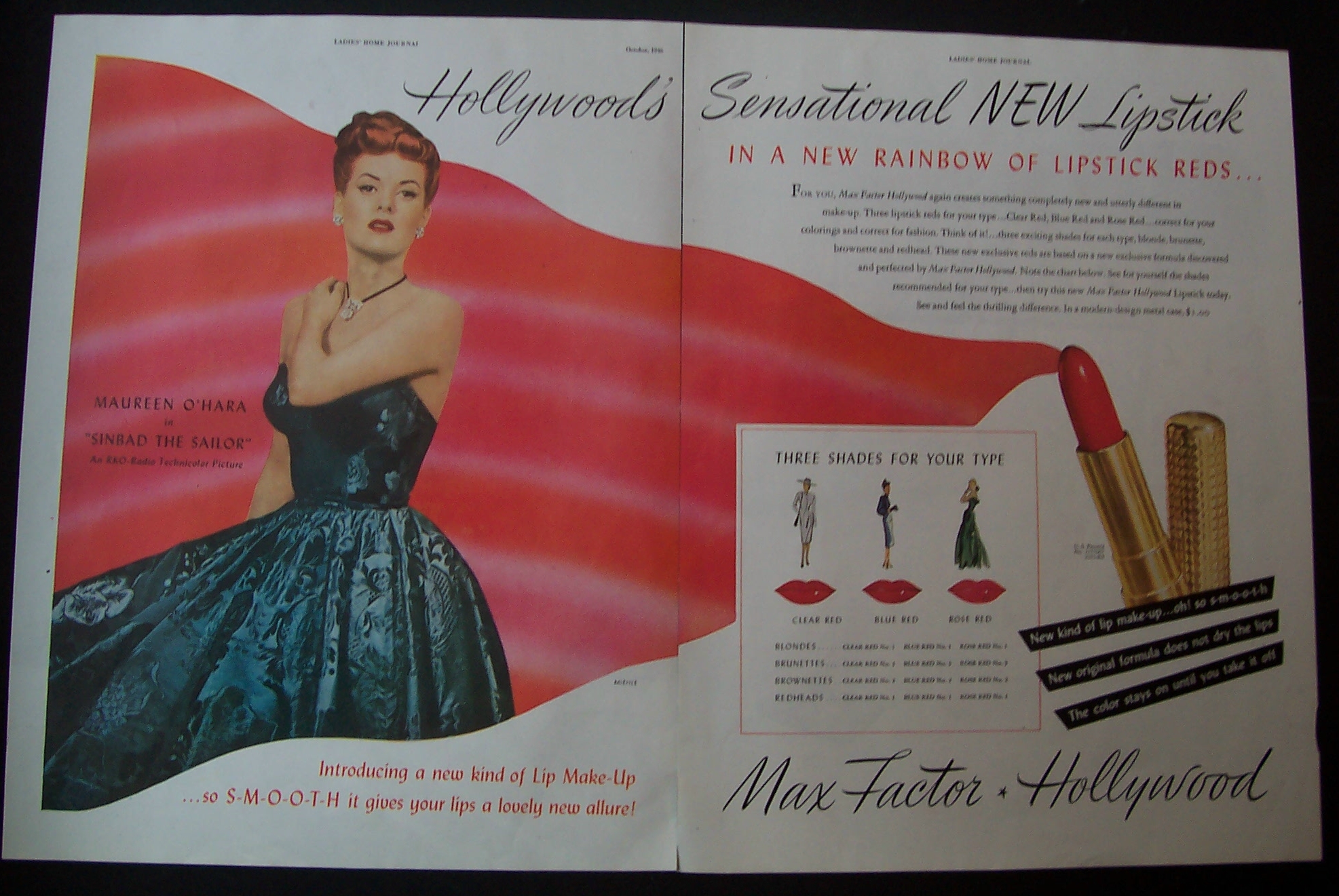 1946 Max Factor Lipstick with Maureen O' Hara