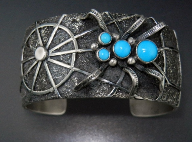 Darren Livingston Sterling Silver Turquoise Spider Cuff