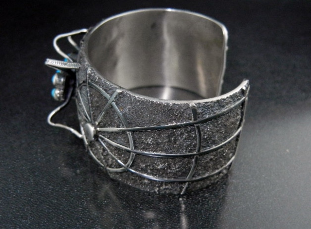 Darren Livingston Sterling Silver Turquoise Spider Cuff